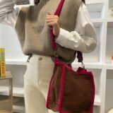 Bolso terciopelo dark camel bicolor