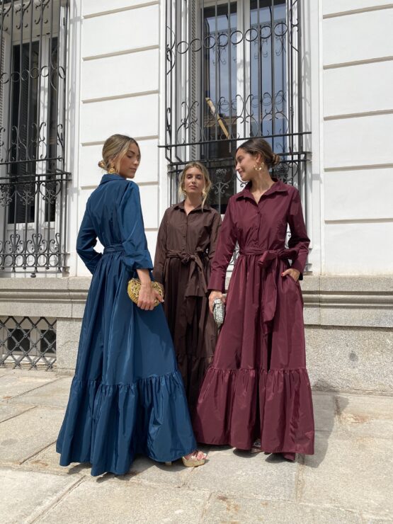 Vestido tafetán celine azul pato - Imagen 2