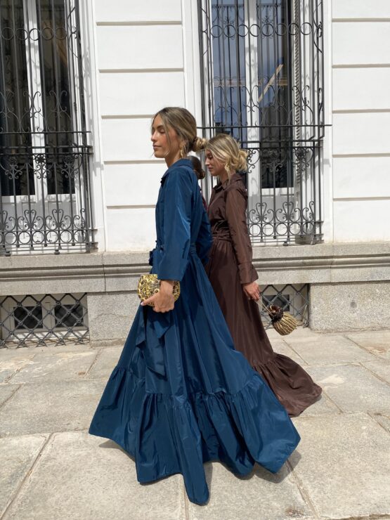 Vestido tafetán celine azul pato - Imagen 4