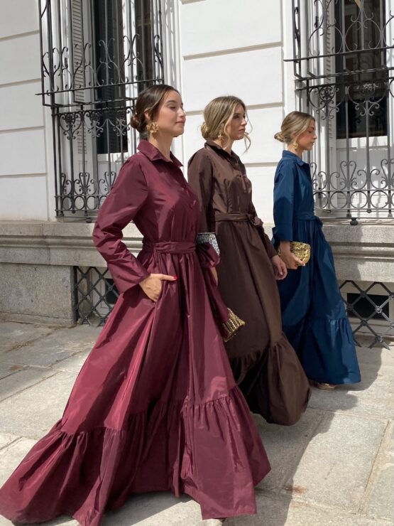 Vestido tafetán celina vino - Imagen 6