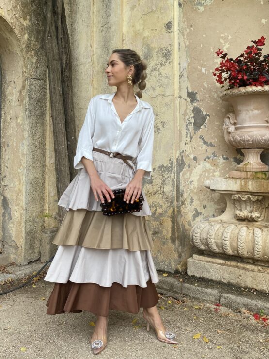 Falda volantes tafetán Dubois camel - Imagen 8