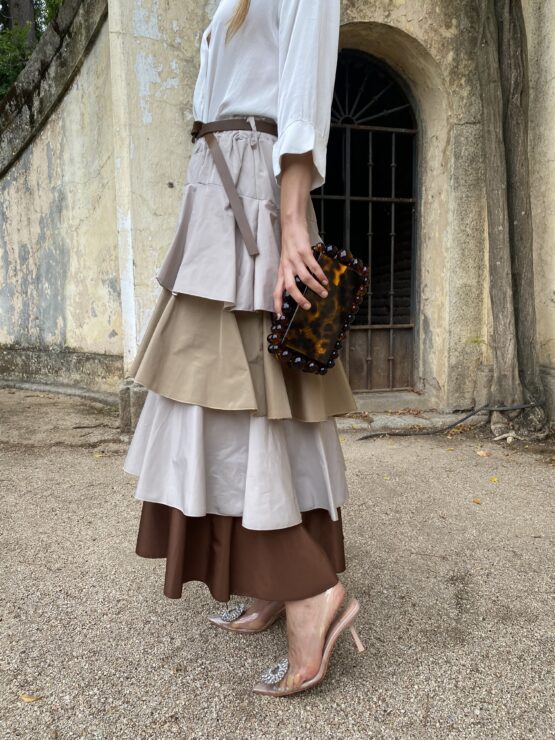 Falda volantes tafetán Dubois camel - Imagen 9