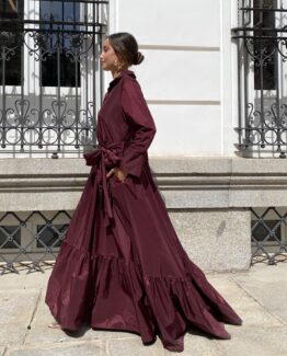 Vestido tafetán celina vino