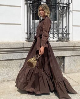 Vestido tafetán celine chocolate