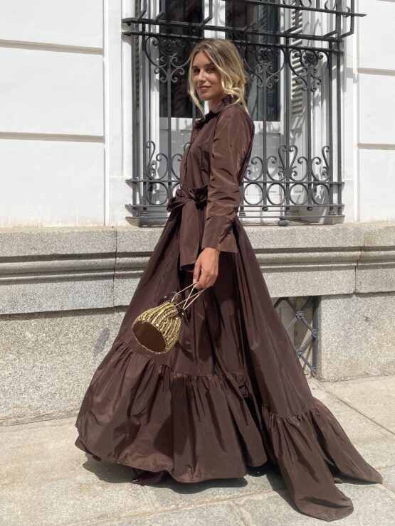 Vestido tafetán celine chocolate