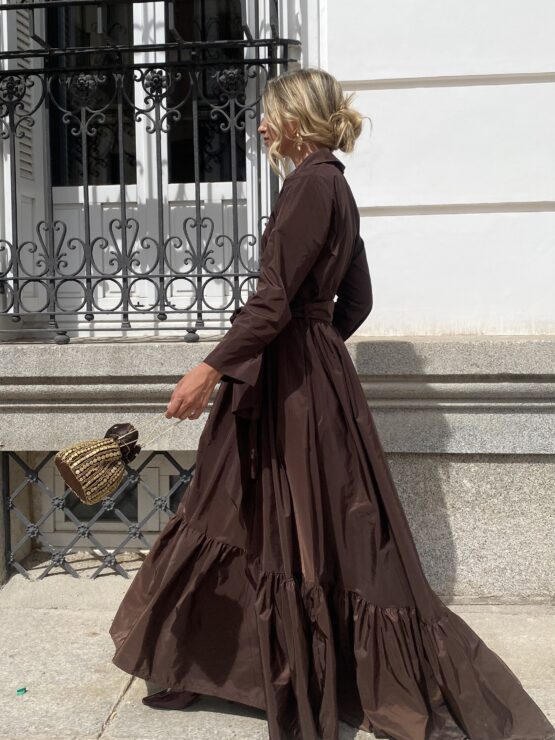 Vestido tafetán celine chocolate - Imagen 3