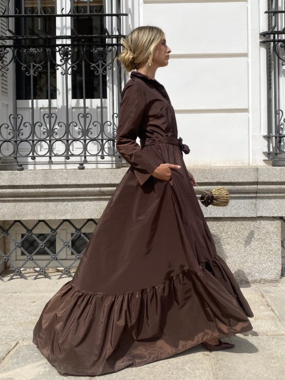 Vestido tafetán celine chocolate - Imagen 2