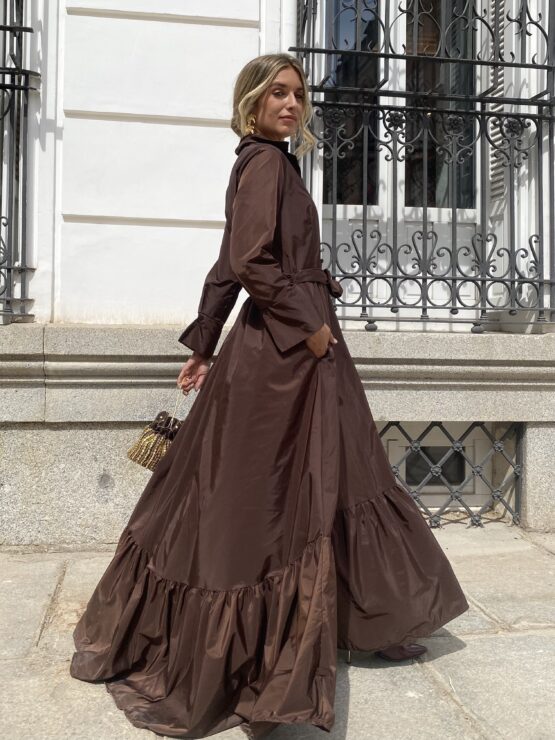 Vestido tafetán celine chocolate - Imagen 8
