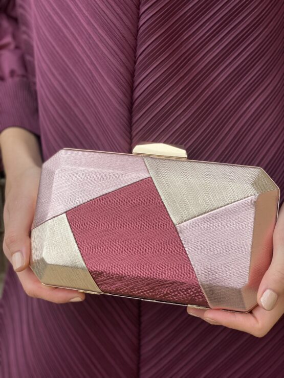 Bolso color block burdeos