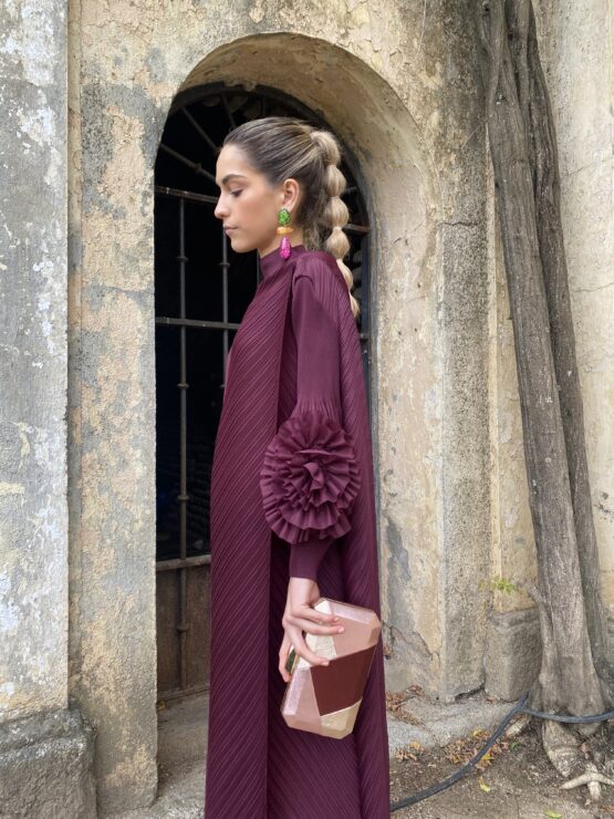 Vestido candela plisado wine