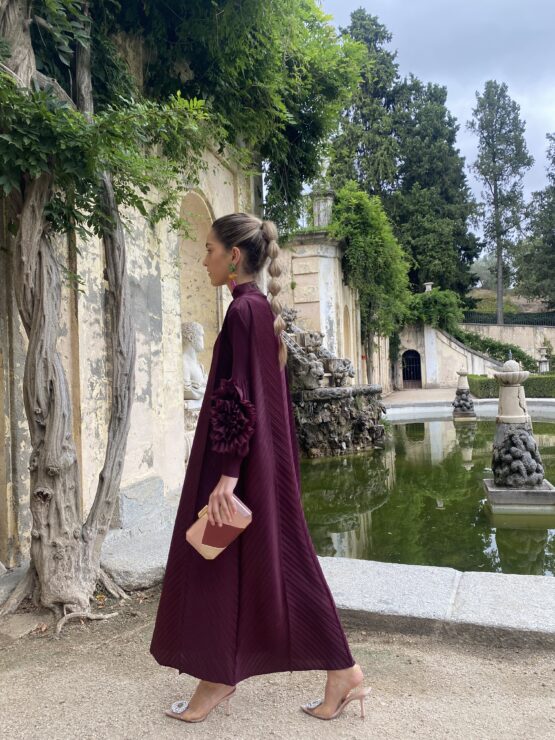 Vestido candela plisado wine - Imagen 3