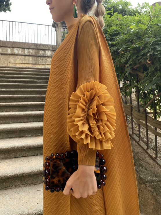 Vestido candela plisado mostaza - Imagen 5