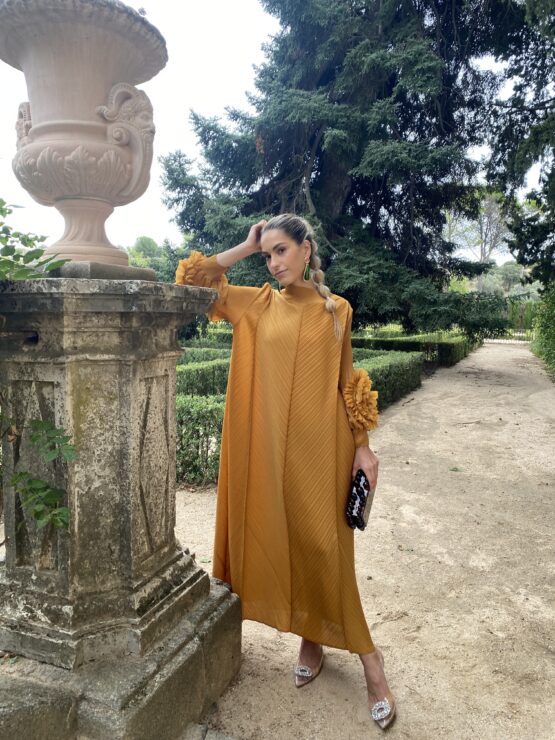 Vestido candela plisado mostaza - Imagen 7