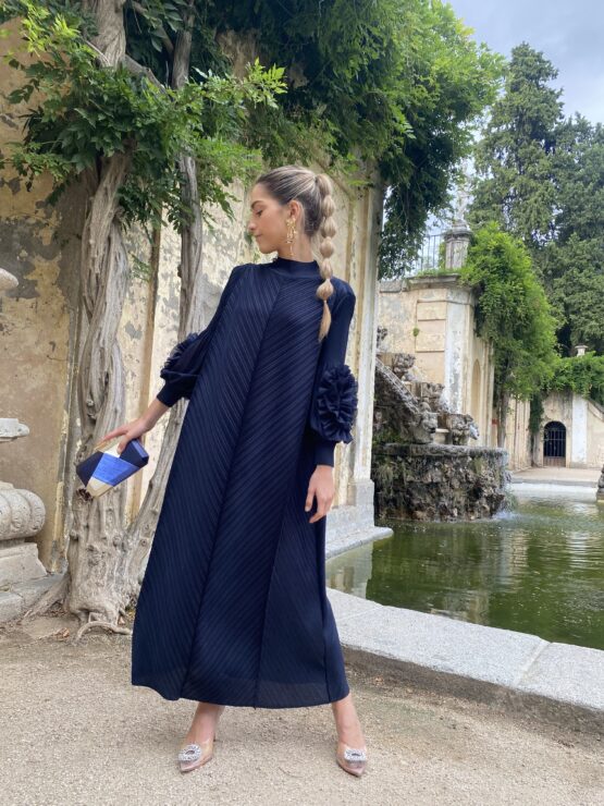 Vestido candela plisado azul marino - Imagen 7