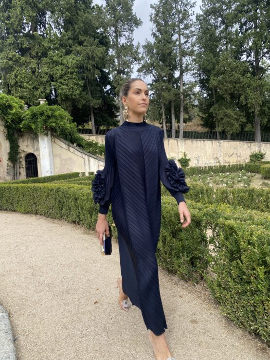 Vestido candela plisado azul marino - Imagen 4