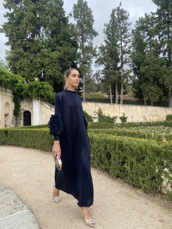Vestido candela plisado azul marino - Imagen 3