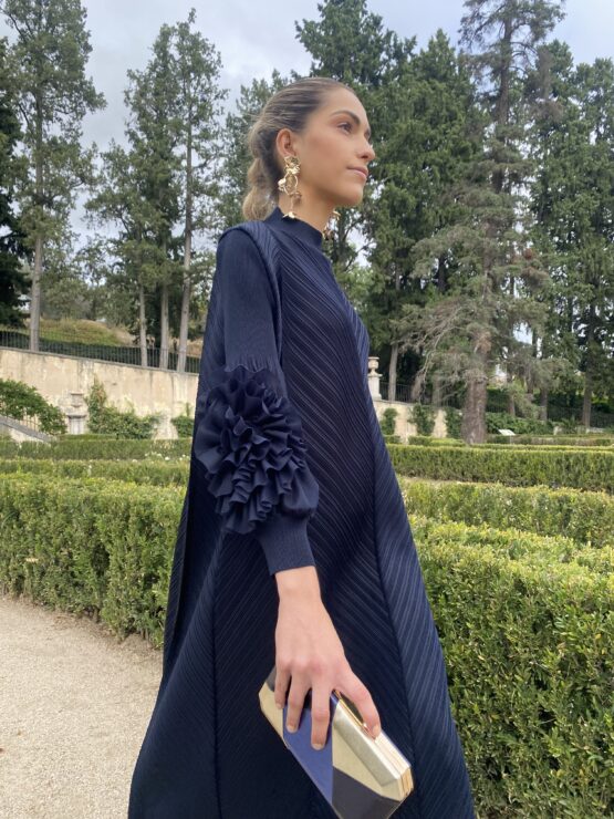 Vestido candela plisado azul marino - Imagen 2