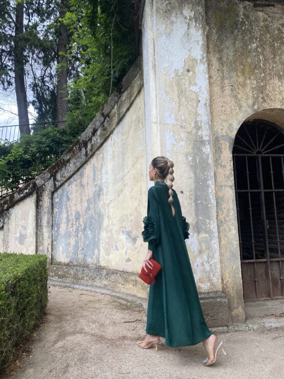 Vestido plisado candela verde botella - Imagen 7