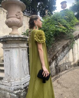 Vestido magnolia plisado pistacho