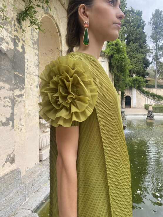 Vestido magnolia plisado pistacho - Imagen 6
