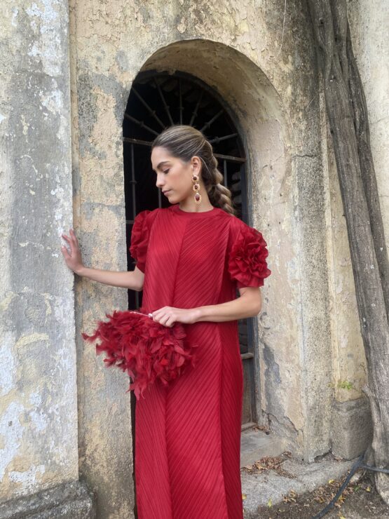 Vestido magnolia plisado rojo