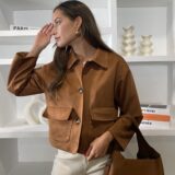 Chaqueta Chloe antelina camel - Imagen 6