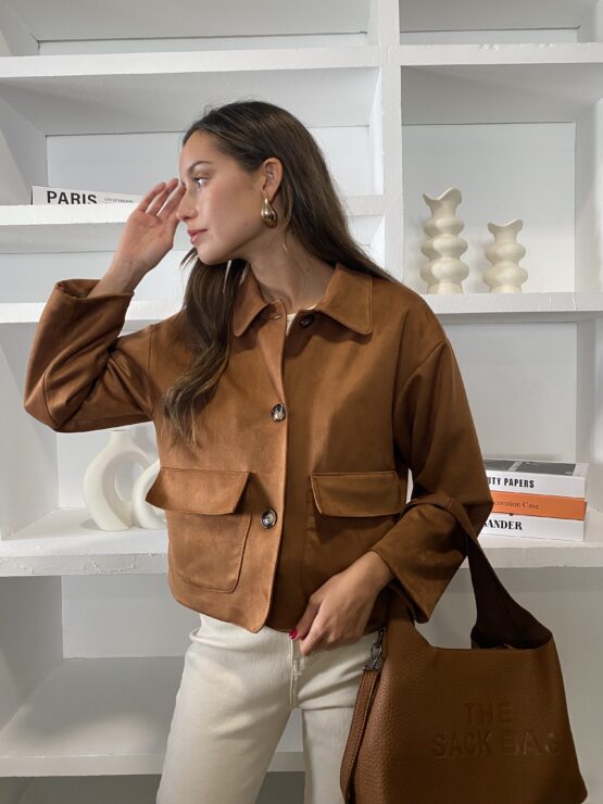 Chaqueta Chloe antelina camel - Imagen 6