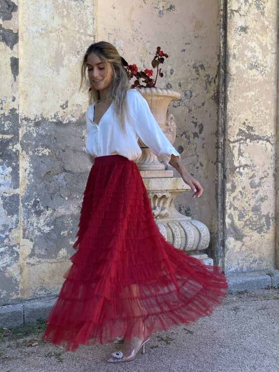 Falda de tul y volantes rouge - Imagen 2