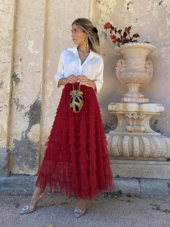 Falda de tul y volantes rouge - Imagen 3