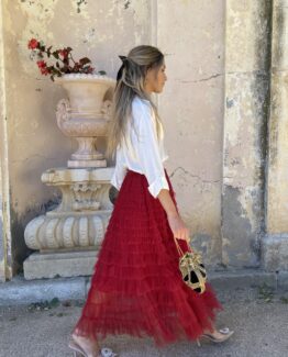 Falda de tul y volantes rouge