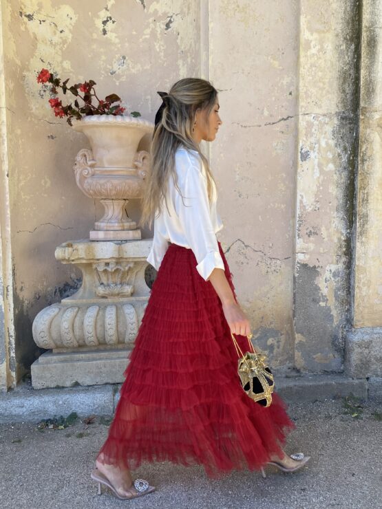 Falda de tul y volantes rouge