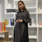 Vestido de rayas combinado con plisado - Imagen 2