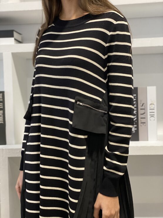 Vestido de rayas combinado con plisado - Imagen 4