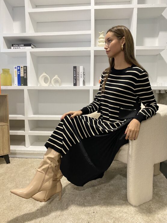 Vestido de rayas combinado con plisado - Imagen 8