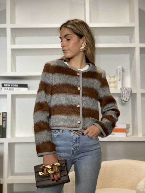 Chaqueta coco stripes choco gris - Imagen 5