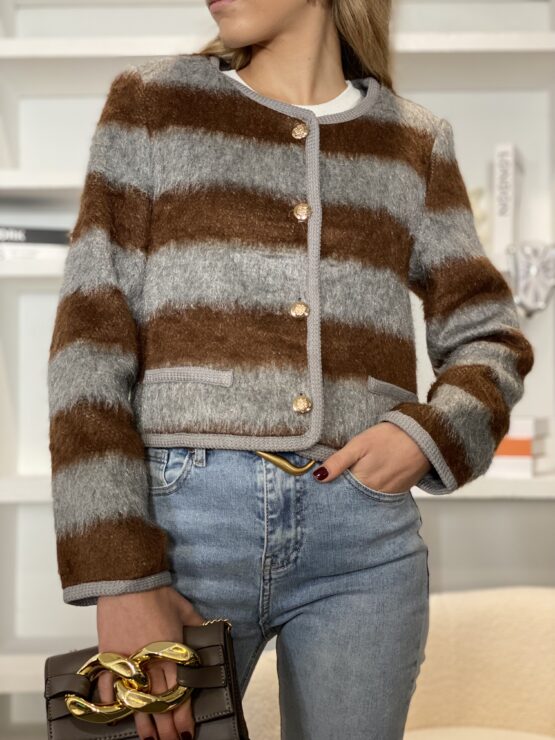 Chaqueta coco stripes choco gris
