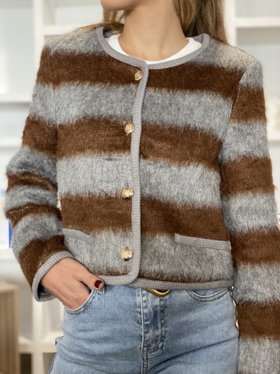 Chaqueta coco stripes choco gris - Imagen 3