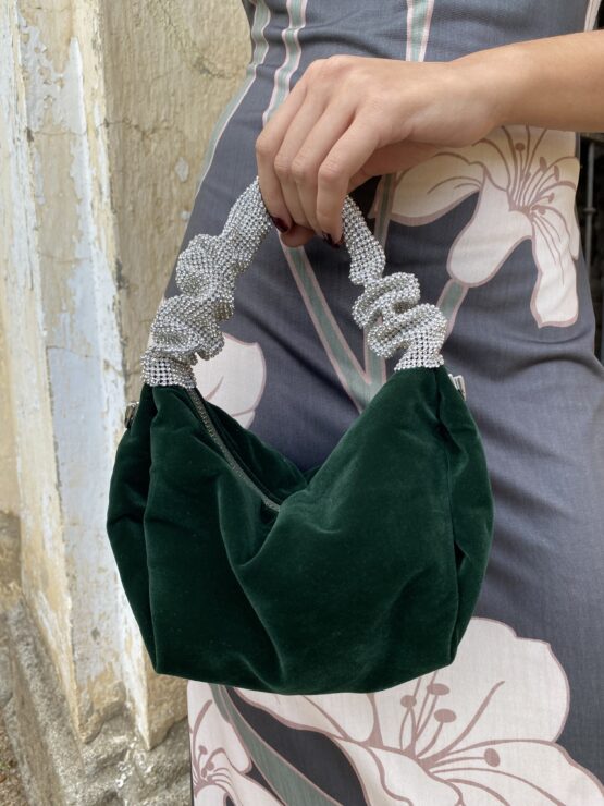 Bolso terciopelo joya verde