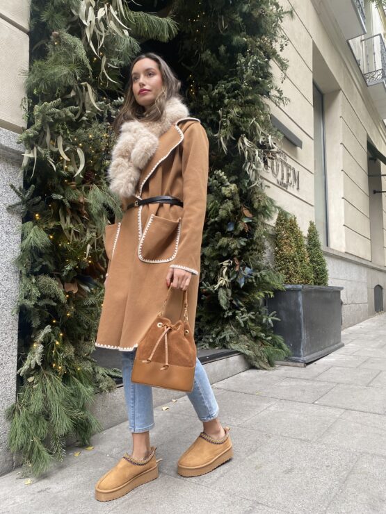 Abrigo Trento camel con cinto - Imagen 3