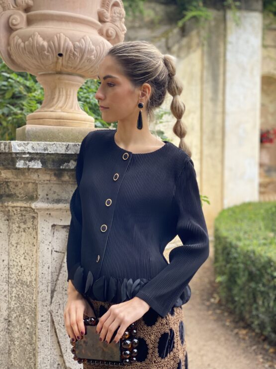 Chaqueta plisada pétalos Black - Imagen 7