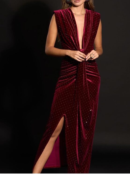 Vestido terciopelo candela burdeos