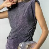 Camiseta hombreras lurex gris - Imagen 2