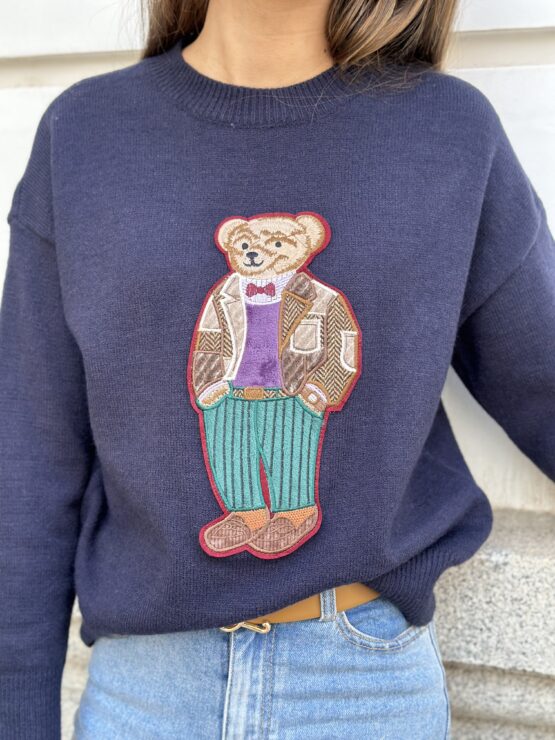 Jersey punto parche Teddy azul marino - Imagen 2
