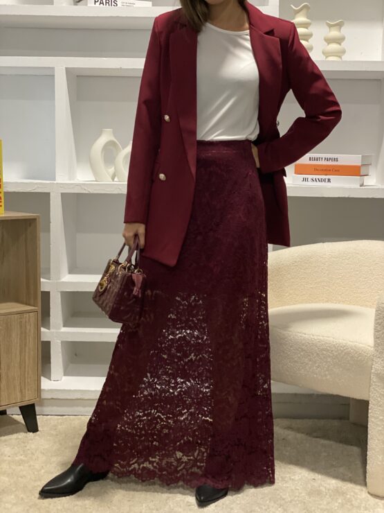 Falda Marietta encaje burdeos
