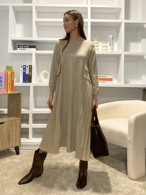 Vestido atelier punto y plisado - Imagen 6