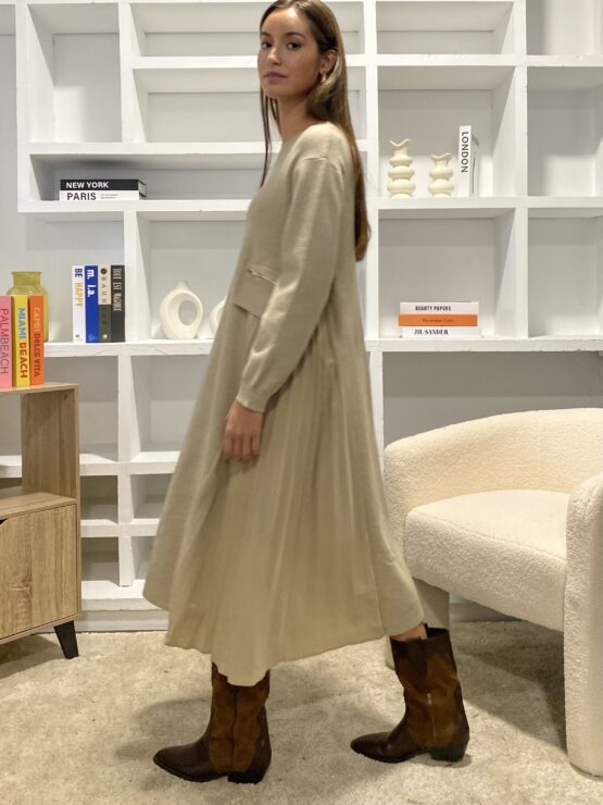 Vestido atelier punto y plisado - Imagen 3