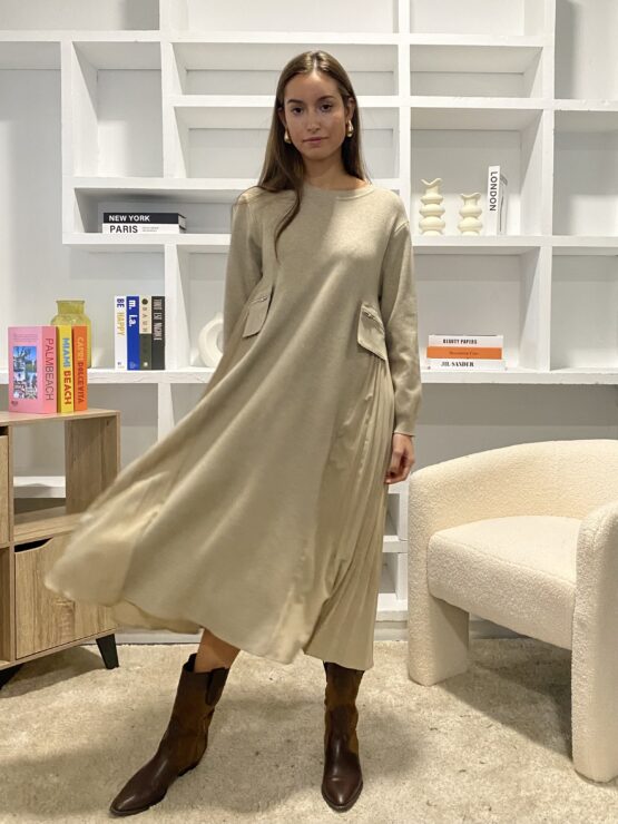 Vestido atelier punto y plisado - Imagen 2
