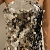 Vestido lentejuelas plata porter - Imagen 2
