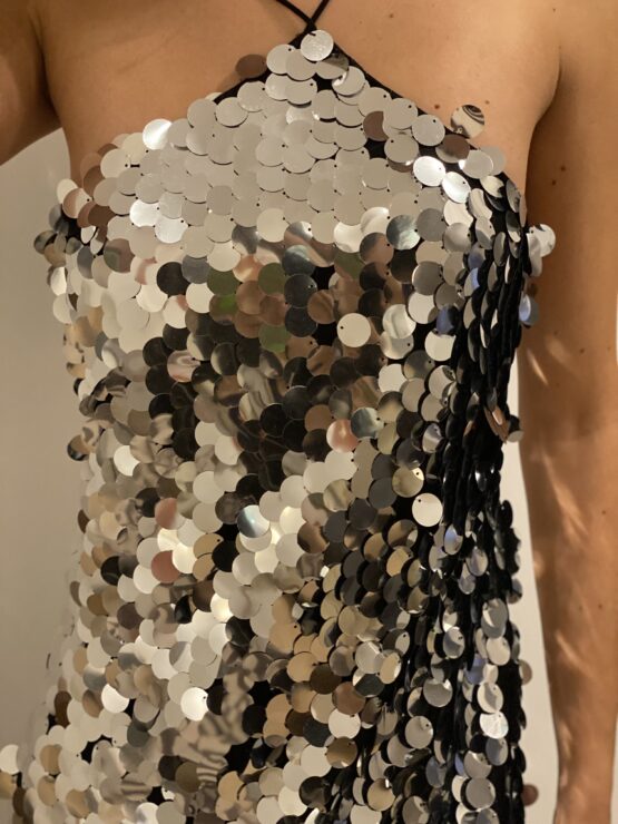 Vestido lentejuelas plata porter - Imagen 2