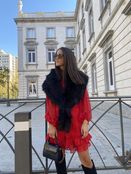 Vestido gasa rojo ronda - Imagen 4
